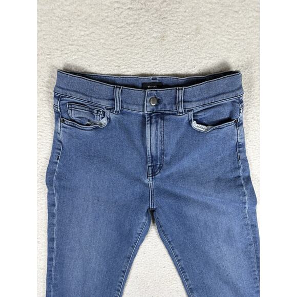 Theory Brand Jeans Womens 30x25 Blue Slim Straight Crop Medium Wash 5 Pocket - Picture 2 of 14